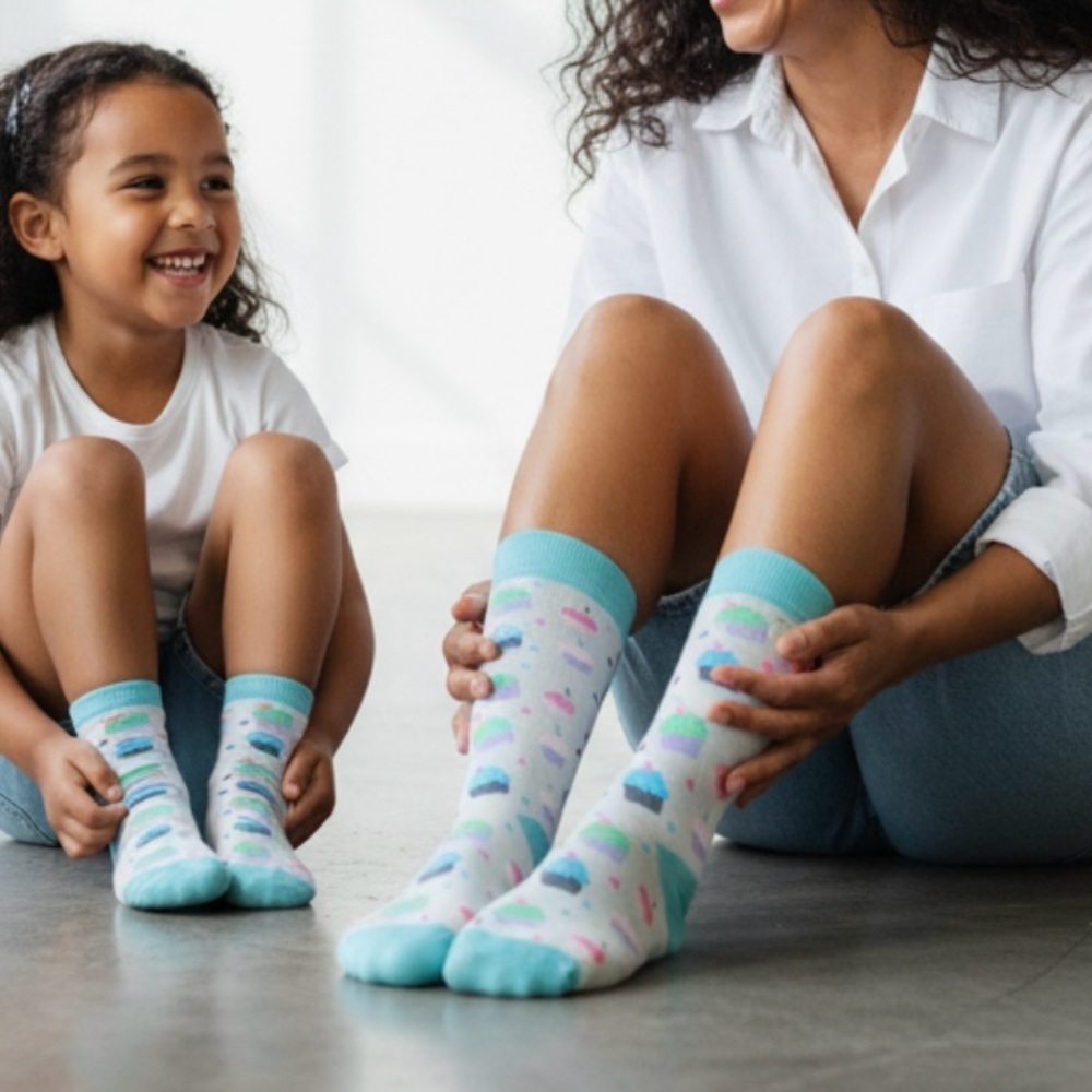 NWT-BELLAS - MOMMY & LIL’S SWEETHEART  CUPCAKE SOCKS - 2 PAIRS